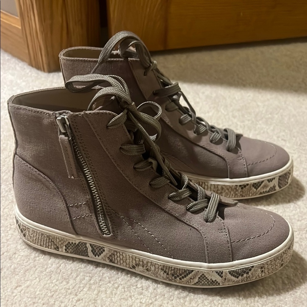 Dolce Vita Gray Sneakers with High-Top Design and Side Zipper
